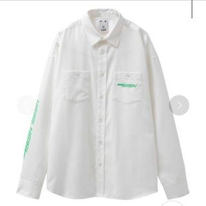 x-girl blast logo button up white shirt